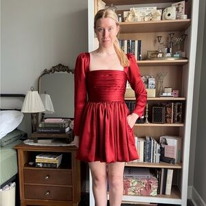 Abercrombie & Fitch | Red Long-Sleeve Square-Neck Mini Dress